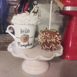 Hello pumpkin cup with fake whipped cream topper